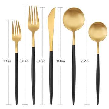 Bysta Elegant Matte Gold Silverware Set - 5-Piece Flatware for 1