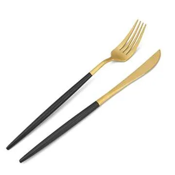 Bysta Matte Gold Silverware Set | Elegant 5-Piece Flatware Set