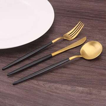 Bysta Matte Gold Silverware Set | Elegant 5-Piece Flatware Set