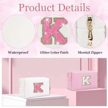 Personalized Glitter Letter Makeup Bag for Women & Girls