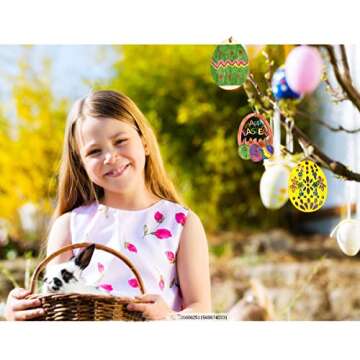 JoFAN 60 PCS Easter Unfinished Wood Slices Wooden Hanging Ornaments Eggs Easter Crafts for Kids DIY Easter Decorations Party Supplies Decor