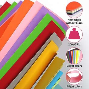 Colored Cardstock 20 Sheets, 20 Assorted Colors A4 Size Cardstock Paper 8.5" x 11, 200GSM 75 lb Cardstock Colored Paper for Card Making, Craft, Scrapbooking, Party Decors, Kids School Supplies