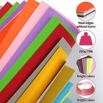 Colored Cardstock 20 Sheets, 20 Assorted Colors A4 Size Cardstock Paper 8.5" x 11, 200GSM 75 lb Cardstock Colored Paper for Card Making, Craft, Scrapbooking, Party Decors, Kids School Supplies