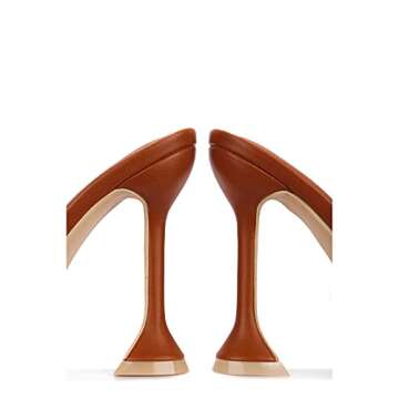 Cape Robbin Lithe Sexy High Heels for Women, Square Open Toe Shoes Heels - Tan Size 10