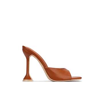 Cape Robbin Lithe Sexy High Heels for Women, Square Open Toe Shoes Heels - Tan Size 10