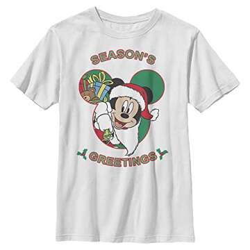 Disney Characters Mickeys Greeting Boy's Solid Crew Tee - Eco-Friendly and Fun!