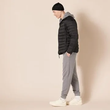 Packable Black Water-Resistant Puffer Jacket for Men