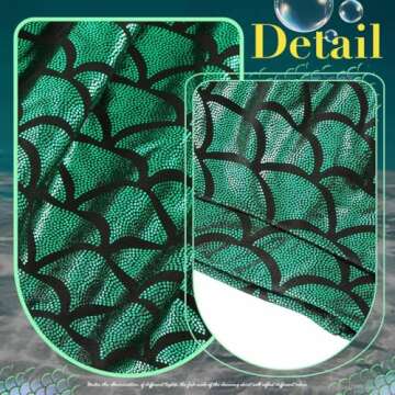 GRAEEN Green Mermaid Skirts Fish Scale Skater Skirts Sparkly Flared Pleated Mini Skirt Party Costumes Skirt (X-Large, Deep Green)