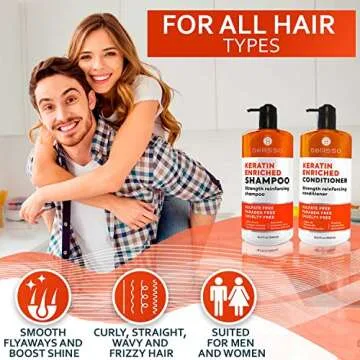 Bellyso Keratin Shampoo and Conditioner Set - Sulfate & Paraben Free
