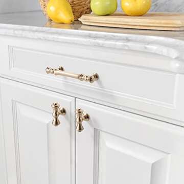 Asidrama 10 Pack 3.75 Inch(96mm) Brushed Brass Kitchen Cabinet Handles, Gold Cabinet Pulls Kitchen C...