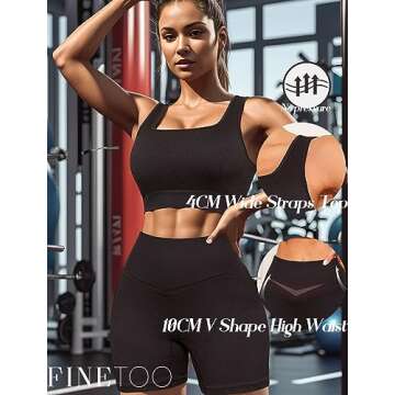 Workout Outfits Sets for Women 4 piece Seamless Backless Tank Sport Bra High Waist Short Yoga Gym Matching Active Set