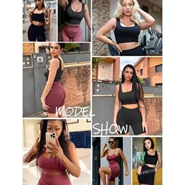 Workout Outfits Sets for Women 4 piece Seamless Backless Tank Sport Bra High Waist Short Yoga Gym Matching Active Set