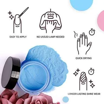 Beetles Dip Powder Nail Kit Starter 6 Colors Blue Pink Dipping Powder Snow White Glitter Nail Dip Set Dip System for French Dip Nails Manicure Nail Art Set,No LED Nail Lamp Needed,0.53 fl.Oz/Each