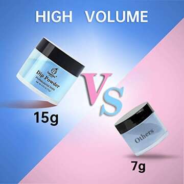 Beetles Dip Powder Nail Kit Starter 6 Colors Blue Pink Dipping Powder Snow White Glitter Nail Dip Set Dip System for French Dip Nails Manicure Nail Art Set,No LED Nail Lamp Needed,0.53 fl.Oz/Each