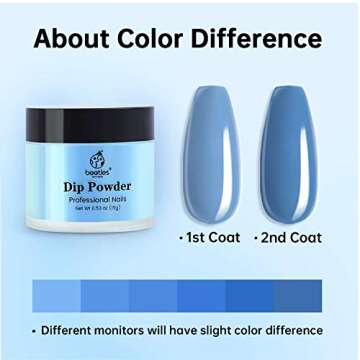 Beetles Dip Powder Nail Kit Starter 6 Colors Blue Pink Dipping Powder Snow White Glitter Nail Dip Set Dip System for French Dip Nails Manicure Nail Art Set,No LED Nail Lamp Needed,0.53 fl.Oz/Each