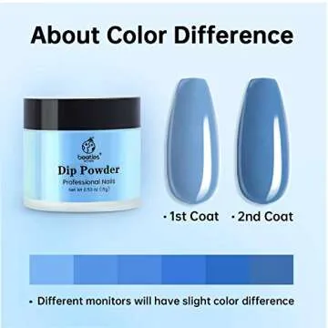 Beetles Dip Powder Nail Kit Starter 6 Colors Blue Pink Dipping Powder Snow White Glitter Nail Dip Set Dip System for French Dip Nails Manicure Nail Art Set,No LED Nail Lamp Needed,0.53 fl.Oz/Each