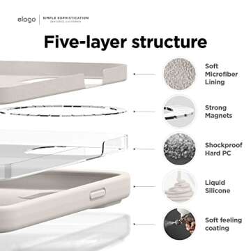elago Magnetic Case Compatible with MagSafe iPhone 14 Pro Max Case MagSafe - Built-in Magnets, Liquid Silicone Case, Shockproof, Strong Magnet - 6.7 inch [Stone]