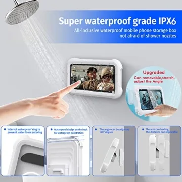 Upgraded Waterproof Shower Phone Holder with Touch Screen