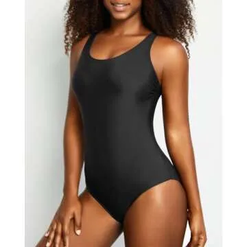Tempt Me Black Athletic One Piece Swimsuit for Women