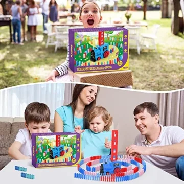 Kids Games Domino Train Toys with Steam & Light Fun