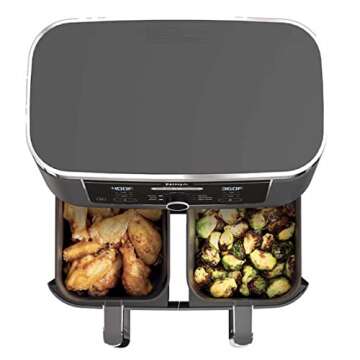 Ninja Foodi 6in1 10qt. XL 2Basket Air Fryer with DualZone Technology. AD350CO. Basket Air Fryer with 2 Independent Frying Baskets, Match Cook & Smart Finish to Roast, Broil, Dehydrate & More for
