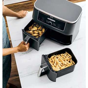 Ninja Foodi 6in1 10qt. XL 2Basket Air Fryer with DualZone Technology. AD350CO. Basket Air Fryer with 2 Independent Frying Baskets, Match Cook & Smart Finish to Roast, Broil, Dehydrate & More for