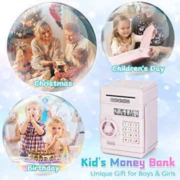 Refasy Banks for Kids,Electronic Piggy Bank ATM Bank for Kids Cash Coin Can Girls Piggy Bank Money Bank for Children Kids Safe Money Saving Box Gifts Coin Bank for Boys Girls
