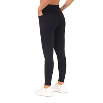 THE GYM PEOPLE Tummy Control Workout Leggings with Pockets High Waist Athletic Yoga Pants for Women Running, Fitness (Black-1, Large)
