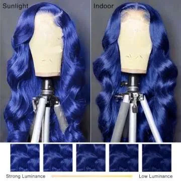 LuAiJa Blue Wigs Human Hair 13x4 HD Lace Blue Body Wave Lace Front Wig Human Hair Blue Colored Lace Front Wigs Pre Plucked 150% Density Dark Blue Wig Human Hair 20 inch
