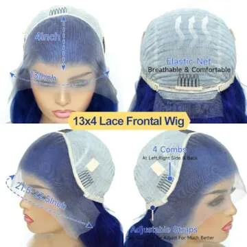 LuAiJa Blue Wigs Human Hair 13x4 HD Lace Blue Body Wave Lace Front Wig Human Hair Blue Colored Lace Front Wigs Pre Plucked 150% Density Dark Blue Wig Human Hair 20 inch