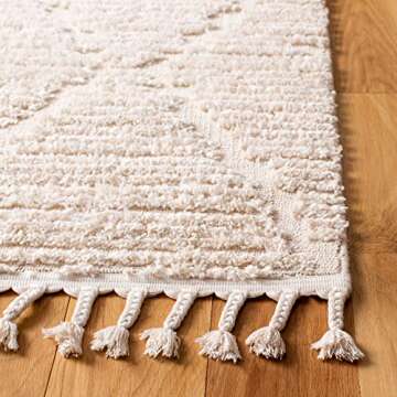 SAFAVIEH Marrakesh Collection Runner Rug - 2'2" x 10', Beige, Moroccan Boho Tribal Tassel Design, Non-Shedding & Easy Care, Ideal for High Traffic Areas in Living Room, Bedroom (MRK517C)