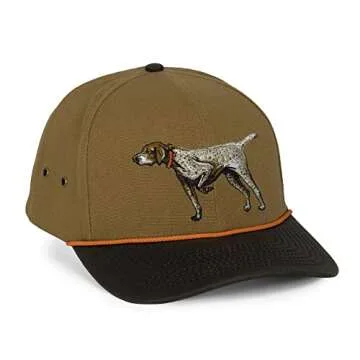 Paramount Outdoors Canvas German Shorthair Pointer Cap with Wax Cloth Visor Upland Game Bird Hunting Dog Cap GSP Hat