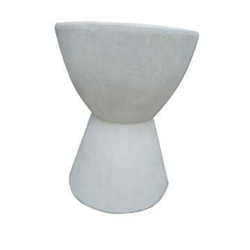 Rocking Rocker - F13 White Modern Lightweight Concrete Side Table/End Table - Suitable for Indoor or Outdoor - Easy Clean - Size : 13.78 x 13.78 x 17.72