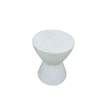 Rocking Rocker - F13 White Modern Lightweight Concrete Side Table/End Table - Suitable for Indoor or Outdoor - Easy Clean - Size : 13.78 x 13.78 x 17.72