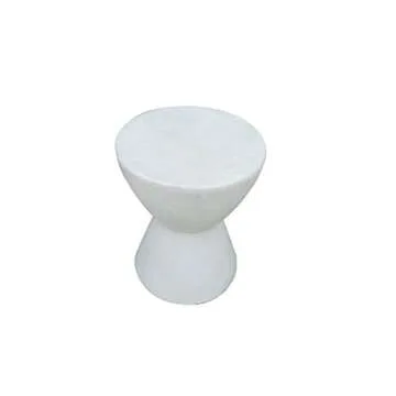Rocking Rocker - F13 White Modern Lightweight Concrete Side Table/End Table - Suitable for Indoor or Outdoor - Easy Clean - Size : 13.78 x 13.78 x 17.72