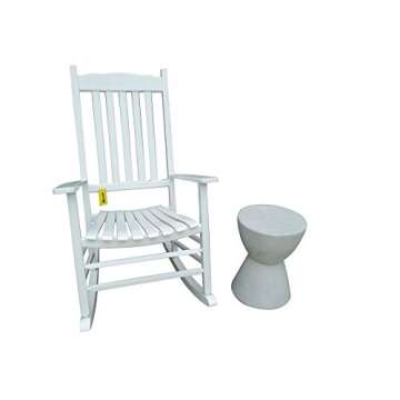 Rocking Rocker - F13 White Modern Lightweight Concrete Side Table/End Table - Suitable for Indoor or Outdoor - Easy Clean - Size : 13.78 x 13.78 x 17.72