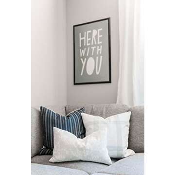 GRATEFUL GOOSE Modern Decorative Throw Pillow Covers Combination Set of 3 (1) 12”x20”, (1) 20”x20”, (1) 22”x22”, Printed Fabric for Couch Home Decor, Inserts not Included (Stripe Navy, Grey & Floral)