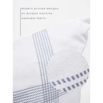 GRATEFUL GOOSE Modern Decorative Throw Pillow Covers Combination Set of 3 (1) 12”x20”, (1) 20”x20”, (1) 22”x22”, Printed Fabric for Couch Home Decor, Inserts not Included (Stripe Navy, Grey & Floral)