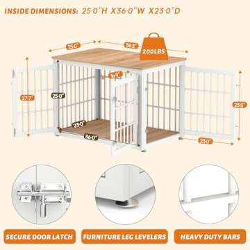 Stylish Heavy Duty Dog Crate for Medium & Large Dogs