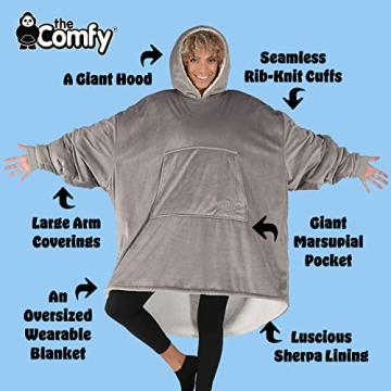 THE COMFY Original Sherpa Wearable Blanket Hood Pocket