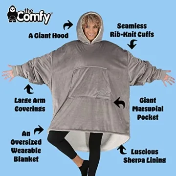THE COMFY Original Sherpa Wearable Blanket Hood Pocket