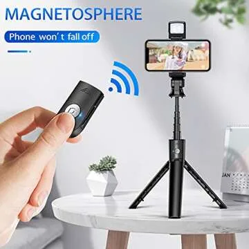 Jiaminye Aluminum Alloy Selfie Stick Phone Tripod,3 in1Extendable Tripod Stand with Wireless Remote for iPhone Android Phone,Phone Tripod Stand for Selfies/Video Recording/Vlogging/Live Streaming