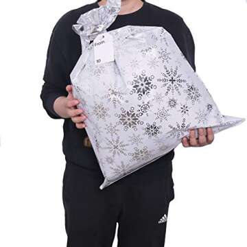 WesGen Christmas Gift Bags, 32Pcs Santa Wrapping Bag in 4 Sizes and 4 Designs with Ribbon Ties and T...