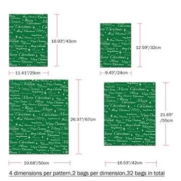 WesGen Christmas Gift Bags - 32Pcs in 4 Sizes and Designs