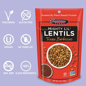 Mighty Lil’ Lentils Crunchy Snack, Texas Barbecue Flavor, 5 oz