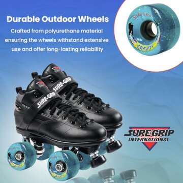 Sure-Grip Gravity Glitter Roller Skate Outdoor Wheels - Made Super Hi-Rebound Polyurethane - 78A Dur...