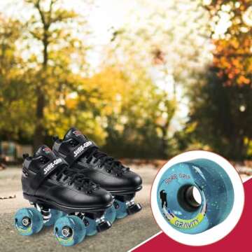 Sure-Grip Gravity Glitter Roller Skate Outdoor Wheels - Made Super Hi-Rebound Polyurethane - 78A Durometer, 65mm D X 35mm W - Durable Performance, Beginner Friendly - Blue (Set of 8)