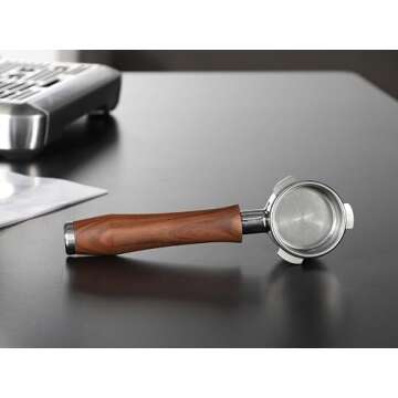 54mm Bottomless Portafilter with Puck Screen | Fits for 54mm Breville Machines | Stainless Steel portafilter and Walnut wood Handle|Espresso Machine Accessories(Walnut)