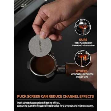 54mm Bottomless Portafilter with Puck Screen | Fits for 54mm Breville Machines | Stainless Steel portafilter and Walnut wood Handle|Espresso Machine Accessories(Walnut)