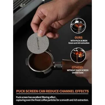 54mm Bottomless Portafilter with Puck Screen | Fits for 54mm Breville Machines | Stainless Steel portafilter and Walnut wood Handle|Espresso Machine Accessories(Walnut)